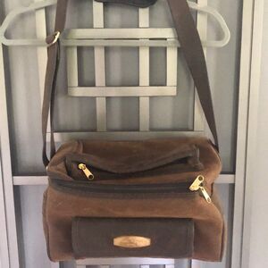 Vintage Ettore Bugatti Rustic brown leather travel bag ￼carryon man bag